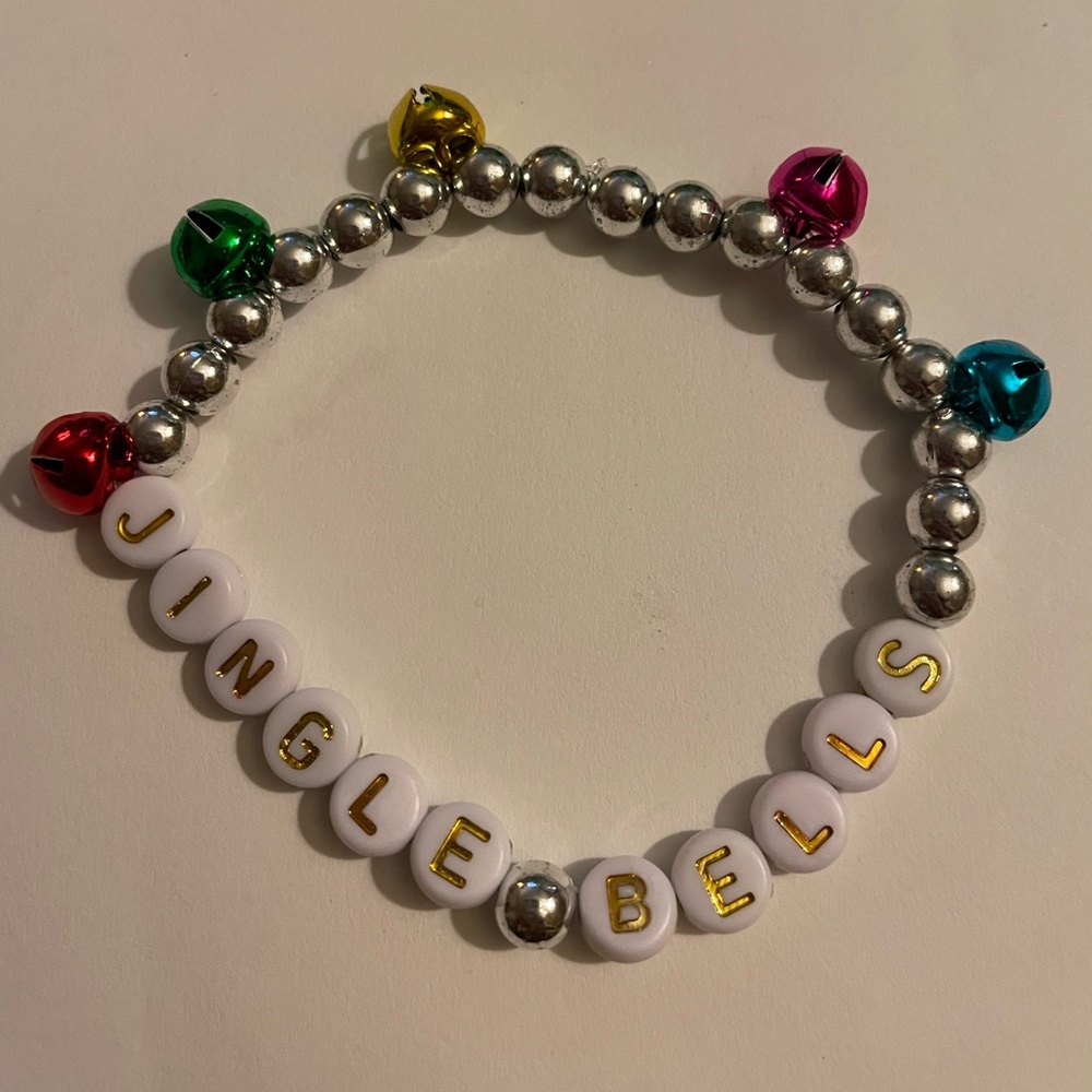 Jingle Bells Beaded Bracelet with Colorful Charms